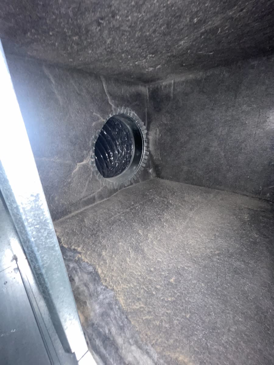 Air duct interior before professional cleaning